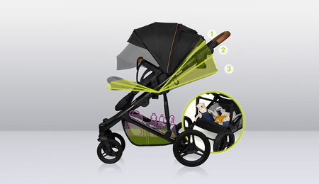 Lionelo Mari Tour 2w1 Black Onyx Wózek wielofunkcyjny