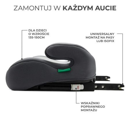 Kinderkraft - Podstawka samochodowa Szara I-BOOST I-Size