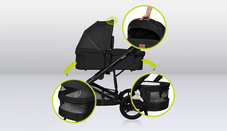 Lionelo Mari Tour 2w1 Black Onyx Wózek wielofunkcyjny