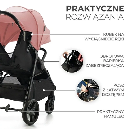 Kinderkraft RINE Różowy - wózek spacerowy