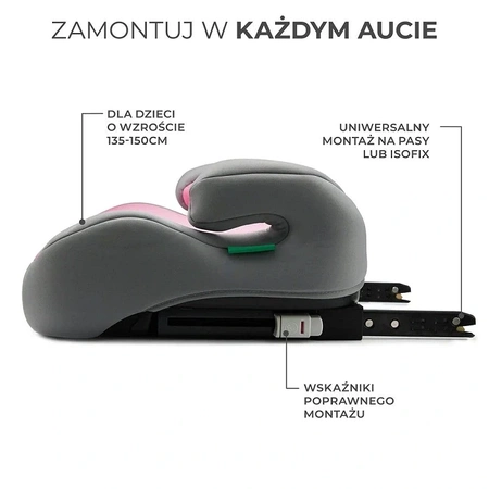 Kinderkraft - Podstawka samochodowa Różowa I-BOOST I-Size